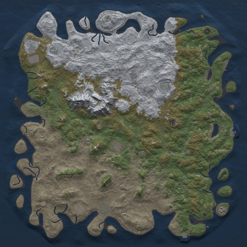 Rust Map: Procedural Map, Size: 6000, Seed: 700891840, 19 Monuments