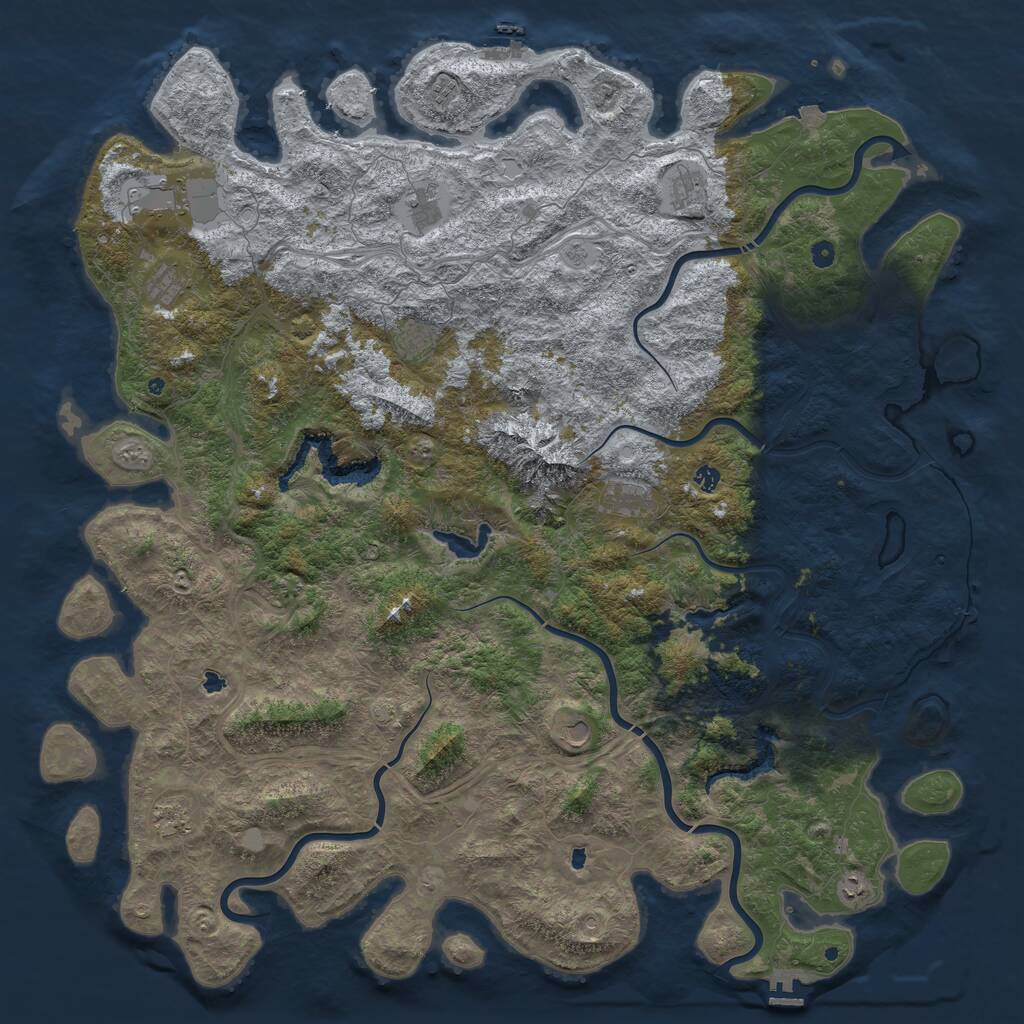 Rust Map: Procedural Map, Size: 6000, Seed: 700891840, 17 Monuments