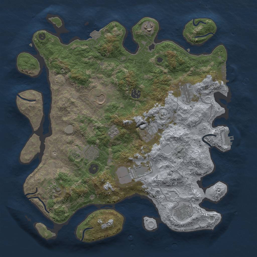 Rust Map: Procedural Map, Size: 3850, Seed: 26651920, 18 Monuments