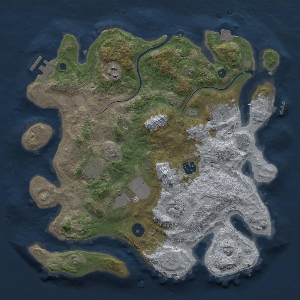 Rust Map: Procedural Map, Size: 3500, Seed: 1539714441, 13 Monuments