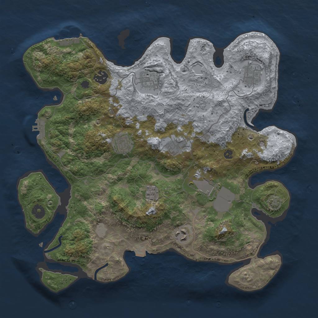 Rust Map: Procedural Map, Size: 3500, Seed: 999044702, 15 Monuments