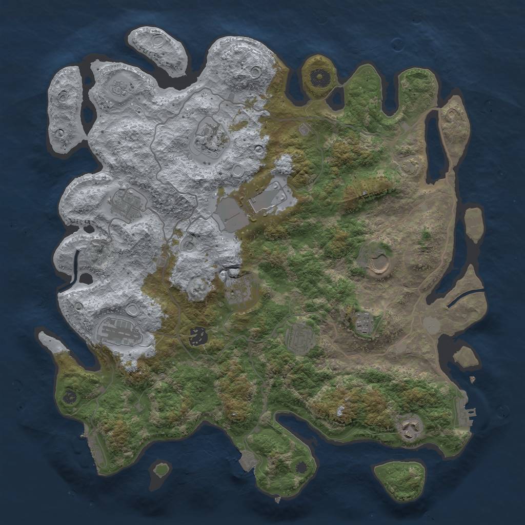 Rust Map: Procedural Map, Size: 4000, Seed: 286952, 18 Monuments