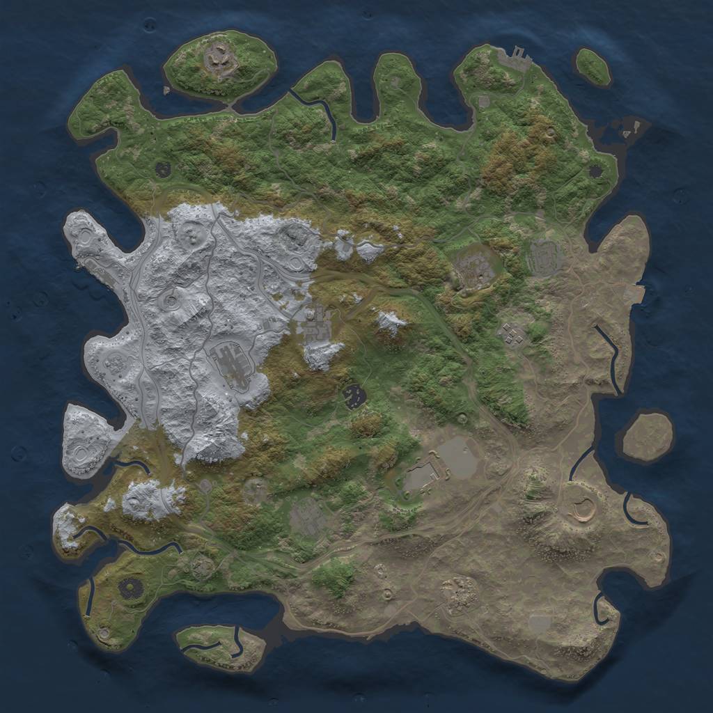 Rust Map: Procedural Map, Size: 4500, Seed: 277513829, 19 Monuments
