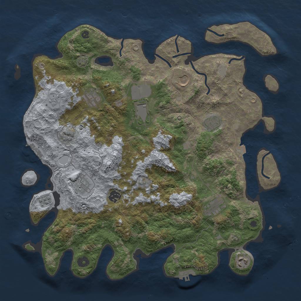 Rust Map: Procedural Map, Size: 3950, Seed: 48541, 17 Monuments