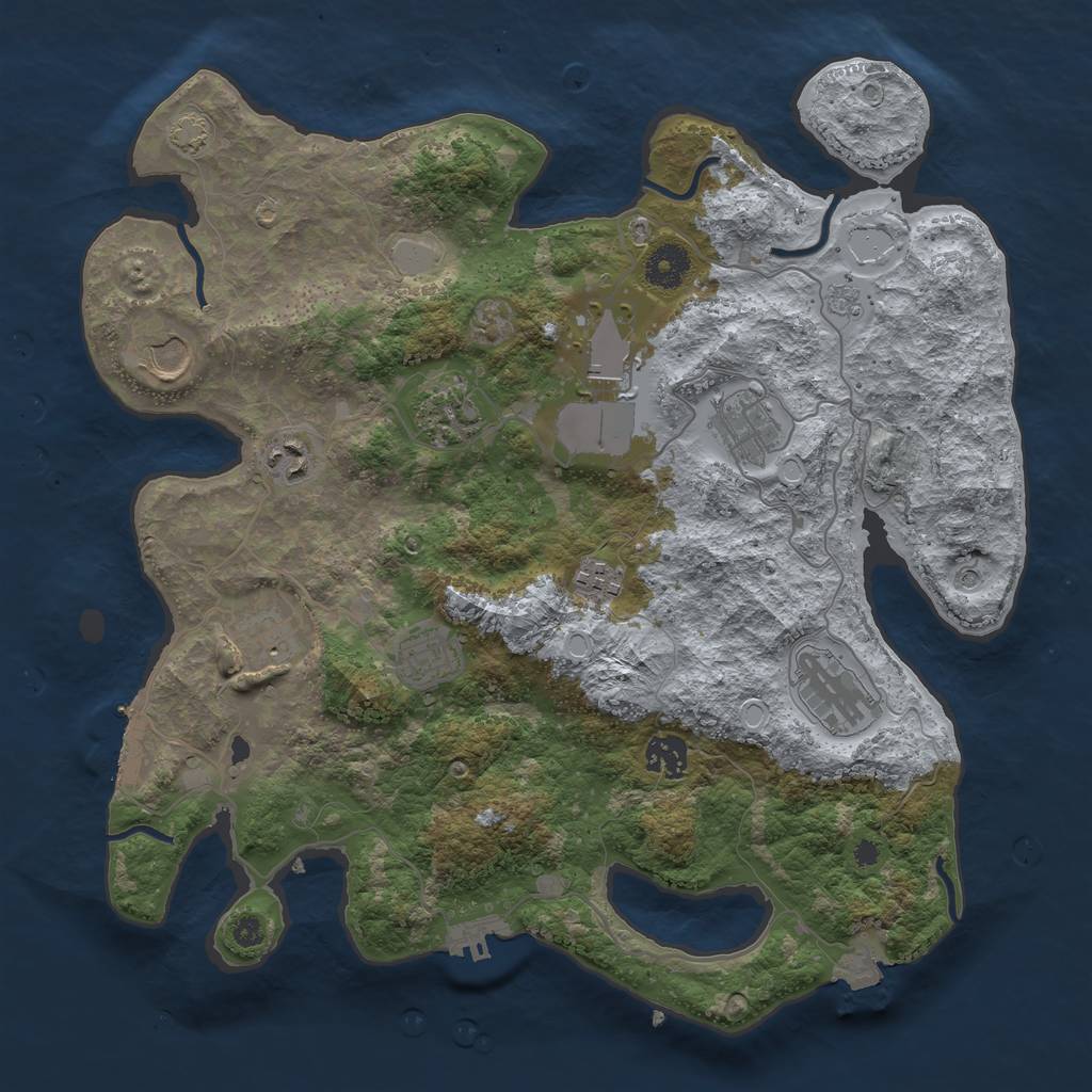 Rust Map: Procedural Map, Size: 3700, Seed: 412122, 18 Monuments