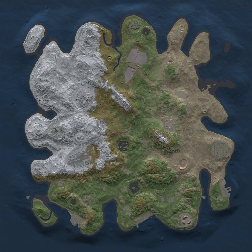 Rust Map: Procedural Map, Size: 3500, Seed: 1594000442, 16 Monuments