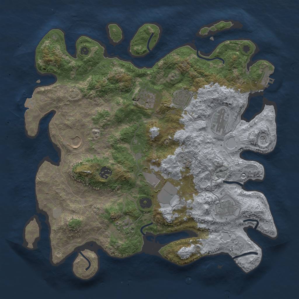 Rust Map: Procedural Map, Size: 3700, Seed: 363687291, 16 Monuments