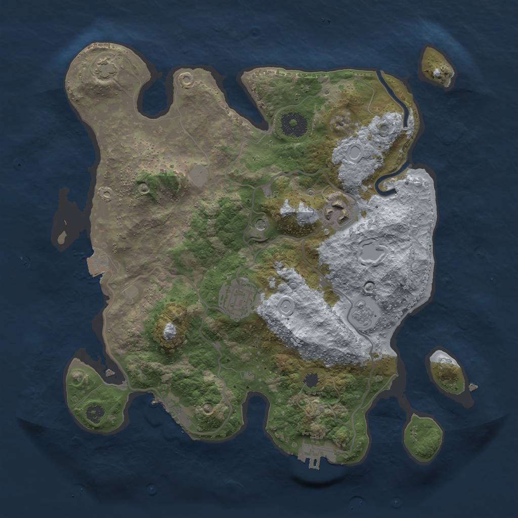 Rust Map: Procedural Map, Size: 3000, Seed: 345241466, 10 Monuments