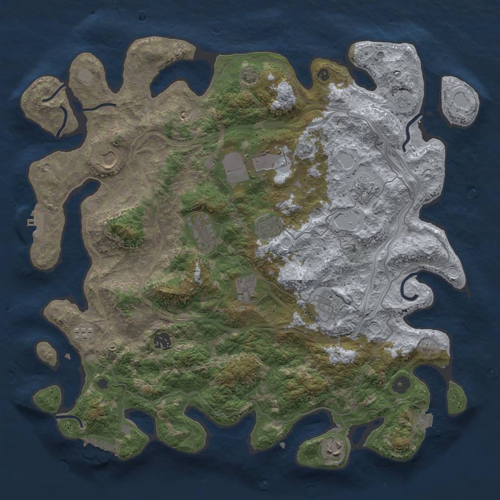 Rust Map: Procedural Map, Size: 4250, Seed: 1005202362, 18 Monuments