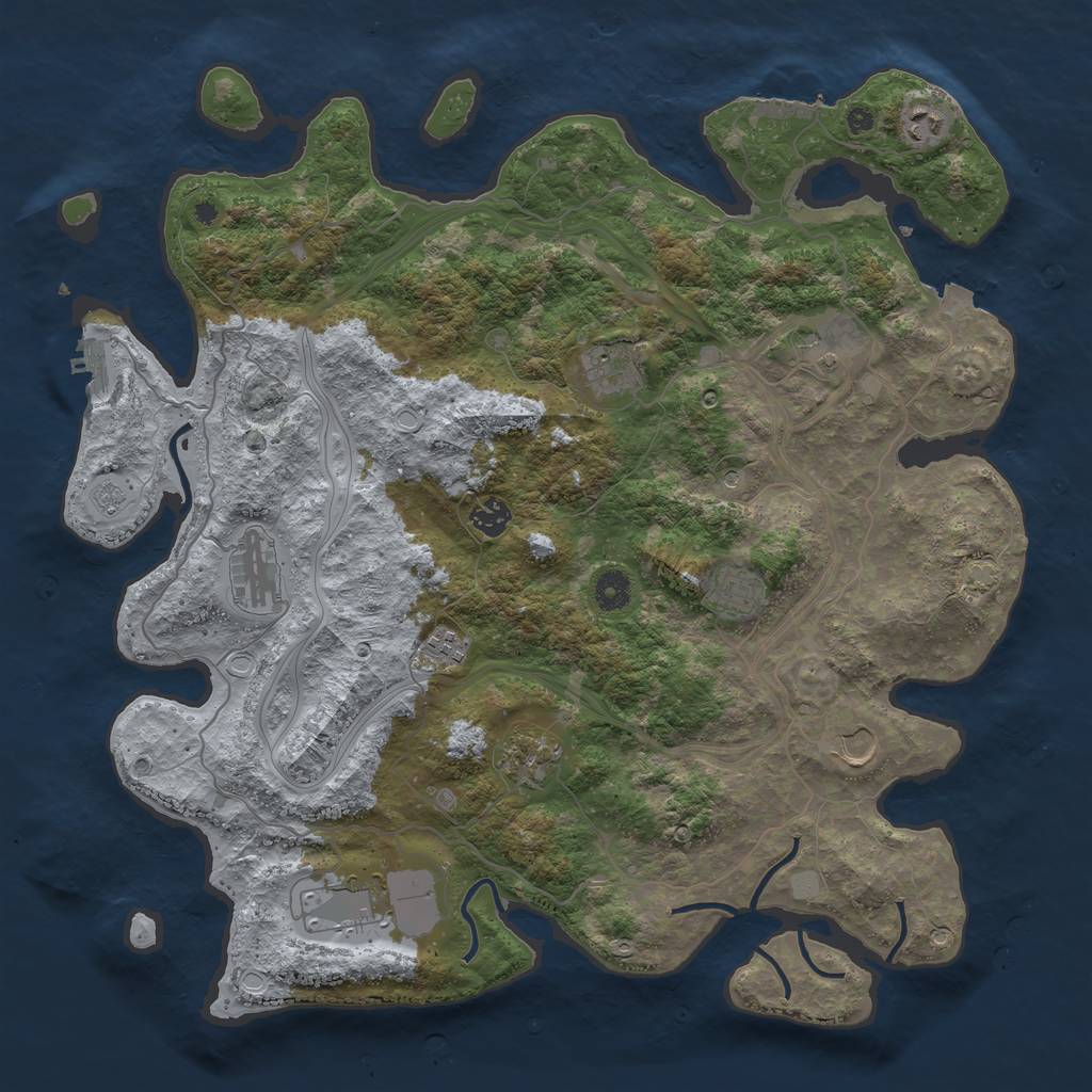 Rust Map: Procedural Map, Size: 4250, Seed: 930909742, 18 Monuments