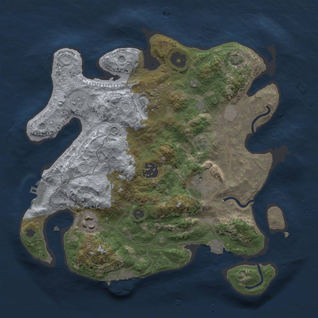 Rust Map: Procedural Map, Size: 3000, Seed: 2035169878, 12 Monuments
