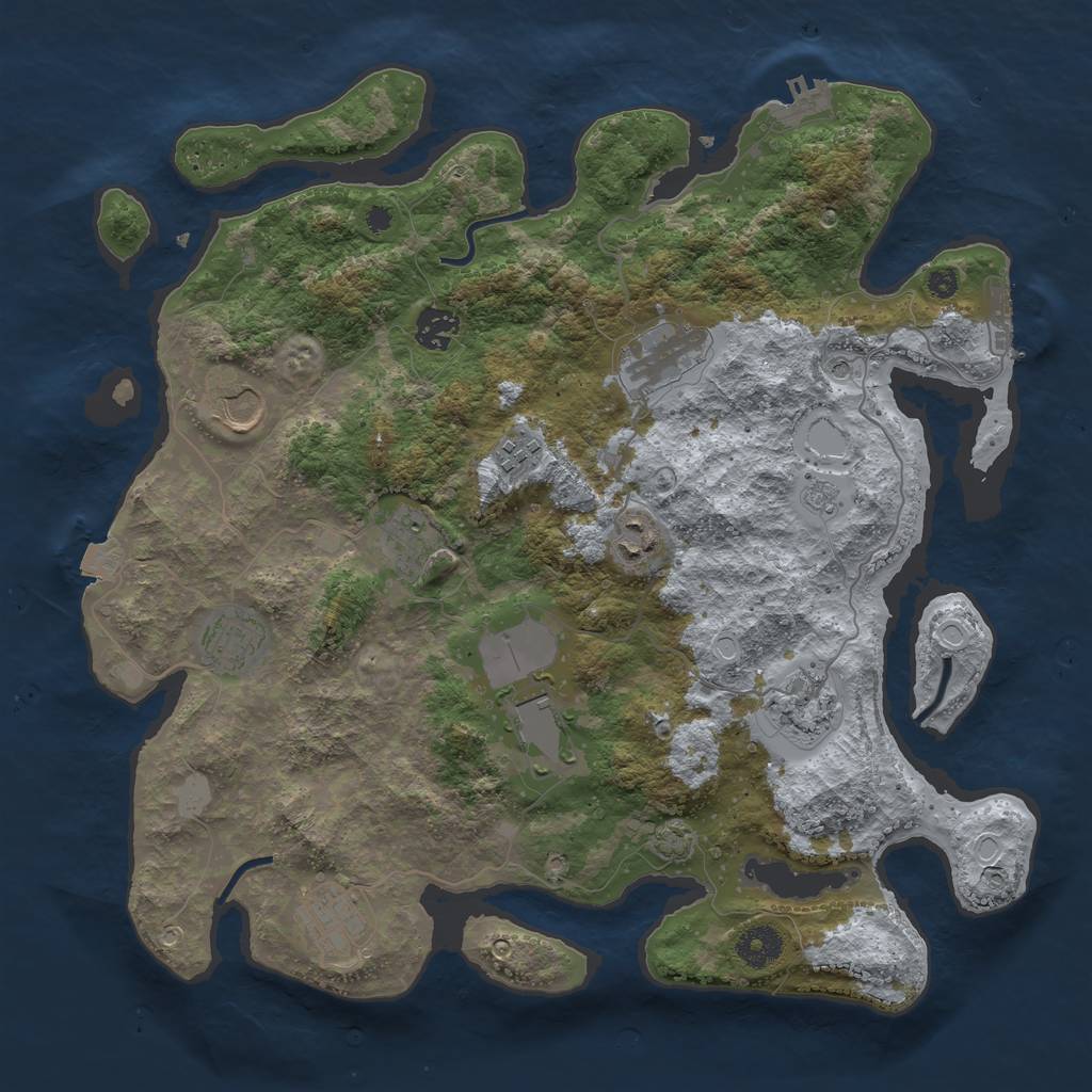 Rust Map: Procedural Map, Size: 3750, Seed: 10345233, 18 Monuments