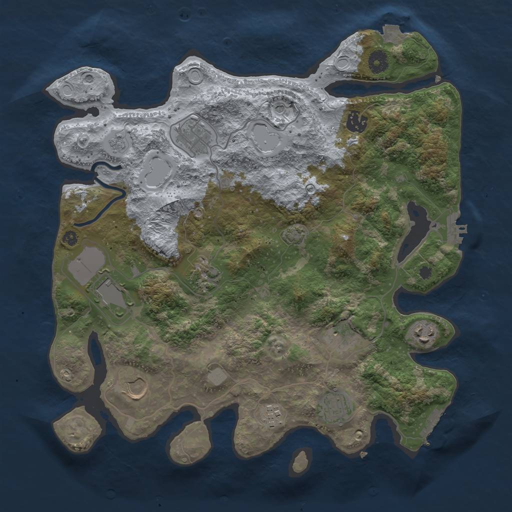 Rust Map: Procedural Map, Size: 3550, Seed: 98421950, 17 Monuments