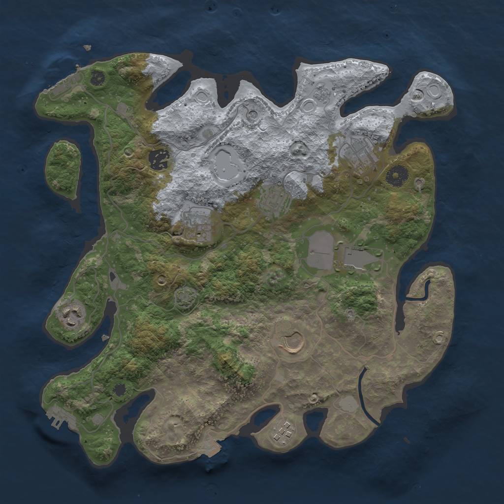 Rust Map: Procedural Map, Size: 3500, Seed: 14444709, 16 Monuments