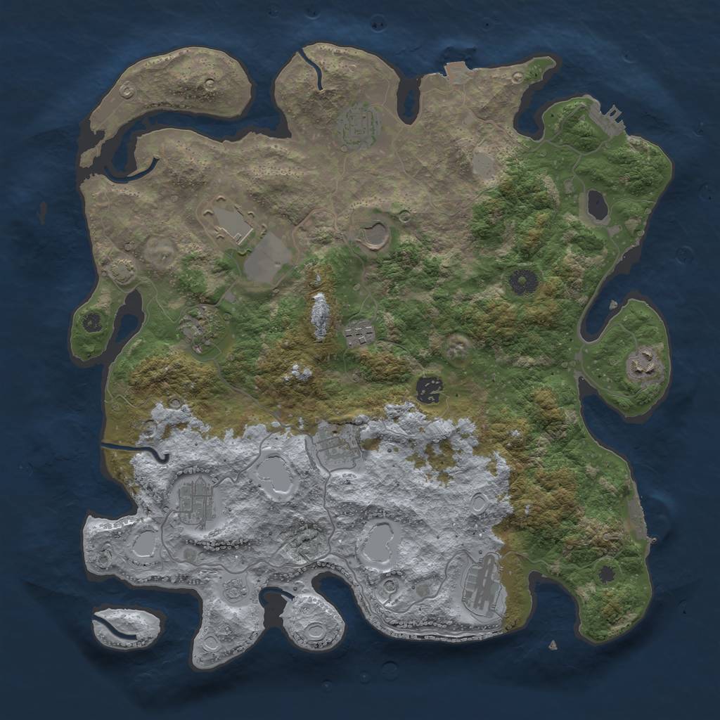 Rust Map: Procedural Map, Size: 3900, Seed: 41879637, 18 Monuments