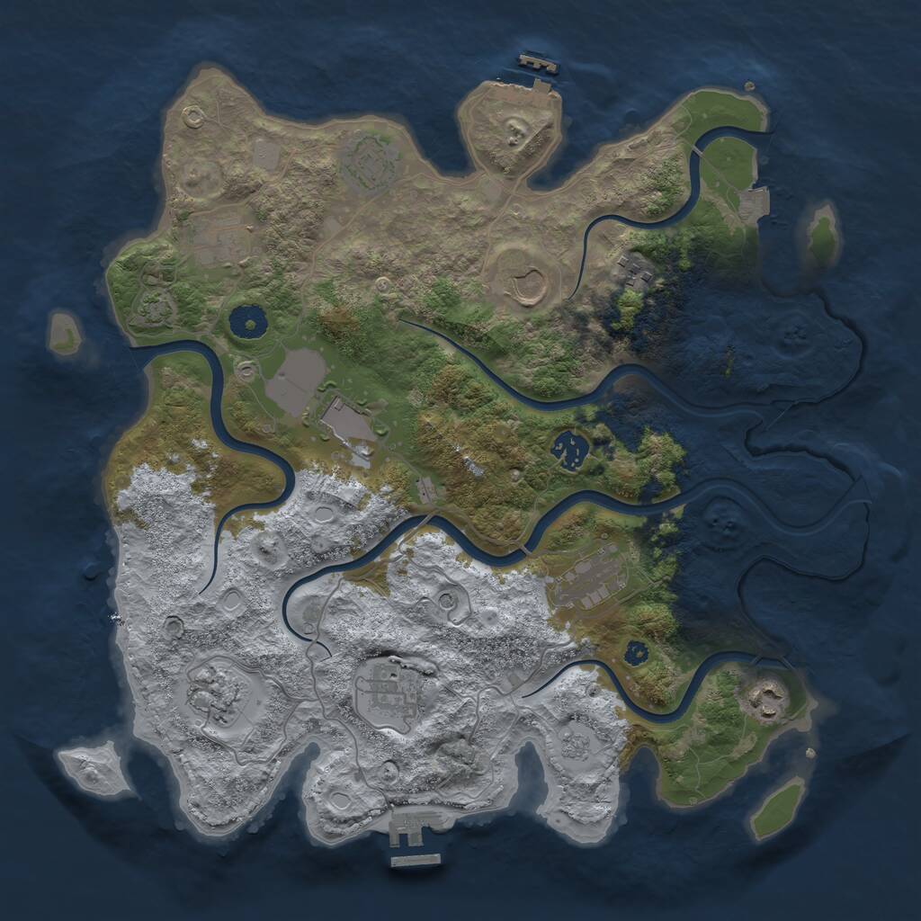 Rust Map: Procedural Map, Size: 3750, Seed: 93706351, 16 Monuments