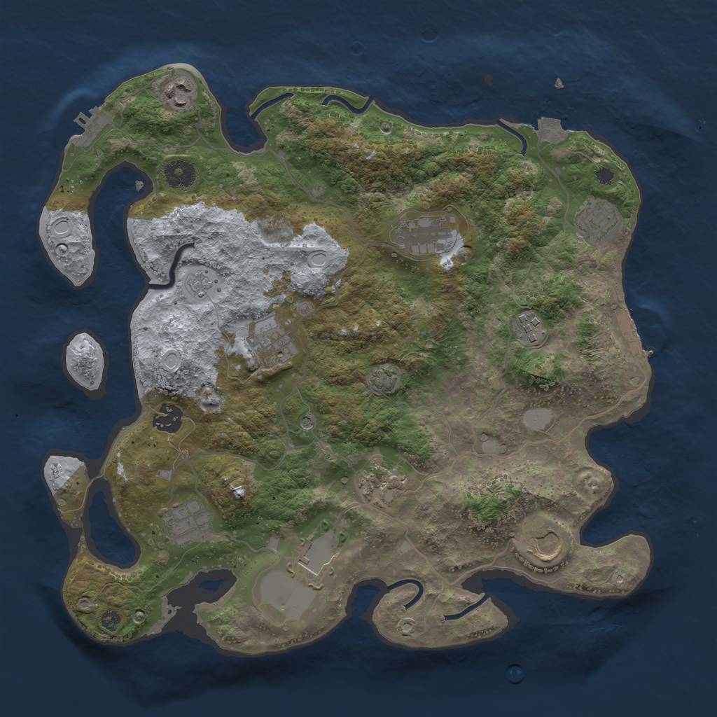 Rust Map: Procedural Map, Size: 3650, Seed: 56489920, 18 Monuments