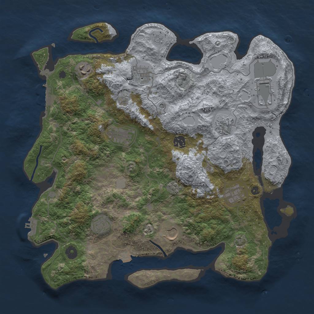 Rust Map: Procedural Map, Size: 3800, Seed: 64848918, 18 Monuments