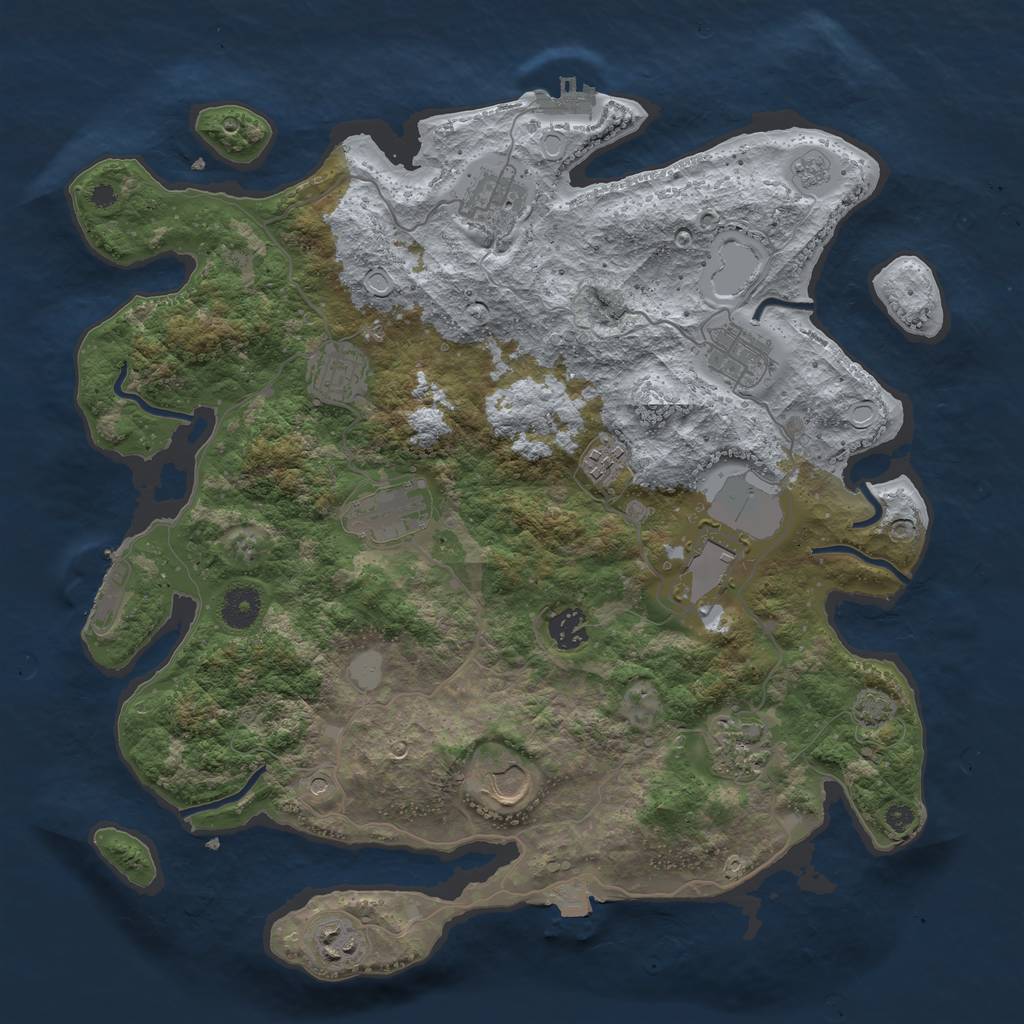 Rust Map: Procedural Map, Size: 3800, Seed: 33139006, 18 Monuments