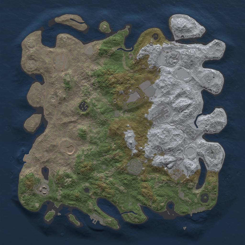 Rust Map: Procedural Map, Size: 3900, Seed: 15263103, 18 Monuments