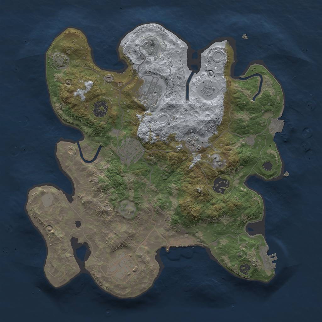 Rust Map: Procedural Map, Size: 3000, Seed: 28905, 12 Monuments