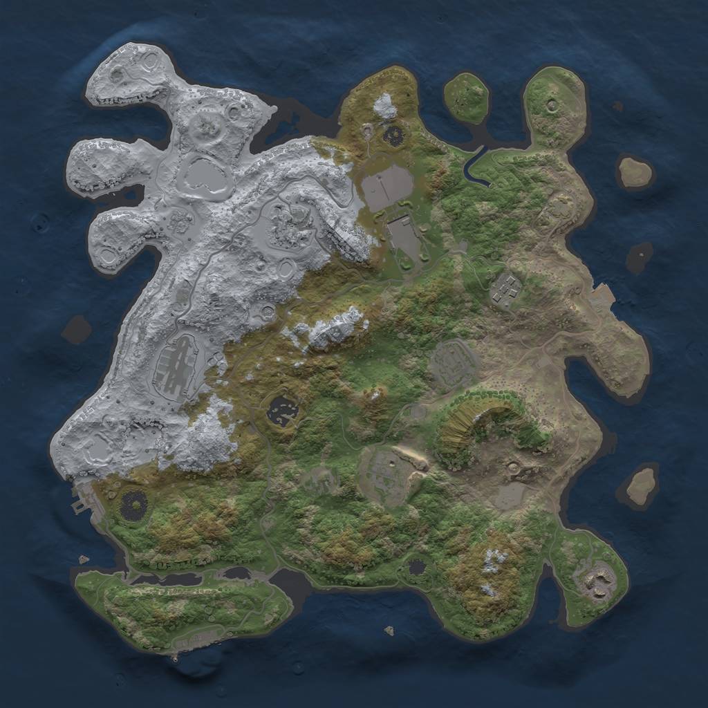 Rust Map: Procedural Map, Size: 3600, Seed: 38603415, 16 Monuments
