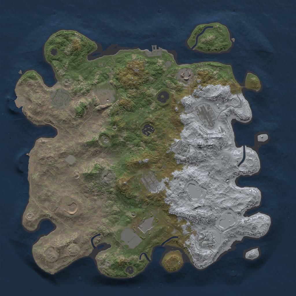Rust Map: Procedural Map, Size: 3800, Seed: 66087993, 18 Monuments