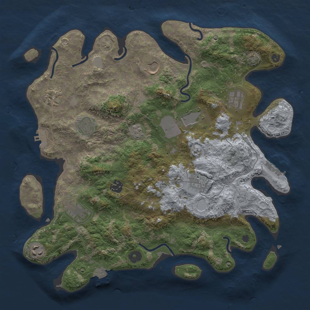 Rust Map: Procedural Map, Size: 3700, Seed: 8037167, 18 Monuments