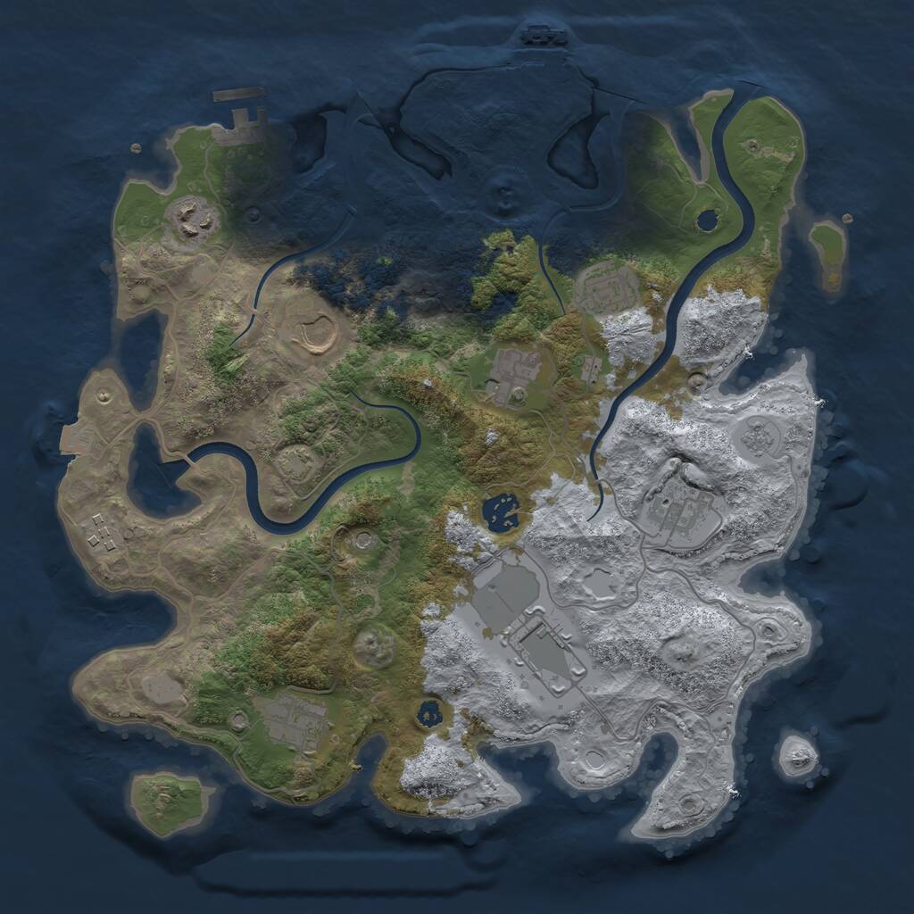 Rust Map: Procedural Map, Size: 3550, Seed: 14710820, 15 Monuments