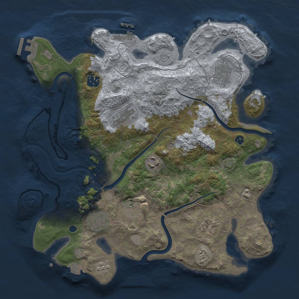 Rust Map: Procedural Map, Size: 3450, Seed: 62642043, 14 Monuments