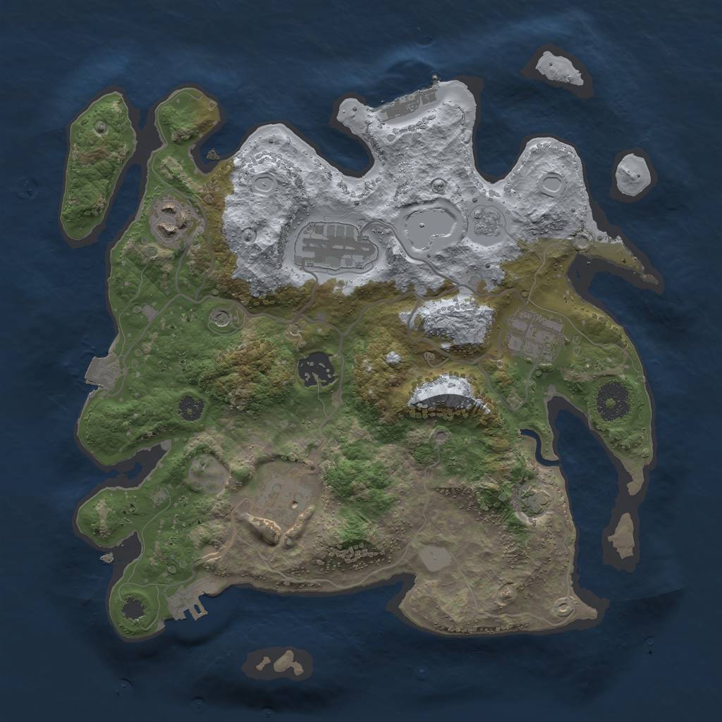 Rust Map: Procedural Map, Size: 3000, Seed: 1032548488, 13 Monuments