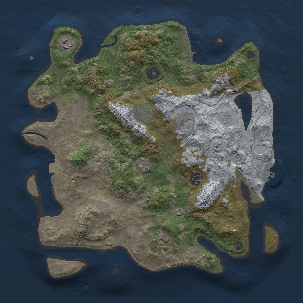 Rust Map: Procedural Map, Size: 3450, Seed: 53913387, 15 Monuments