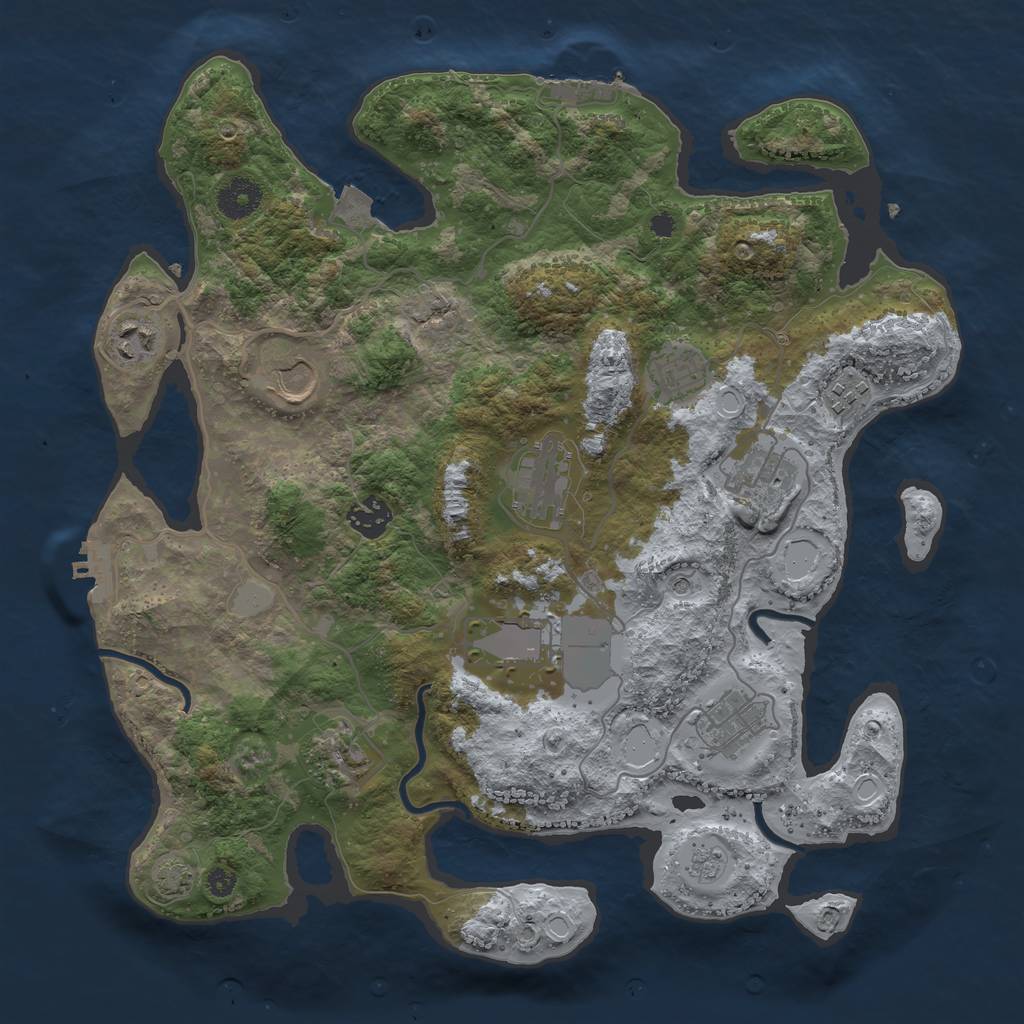 Rust Map: Procedural Map, Size: 3650, Seed: 34189173, 18 Monuments