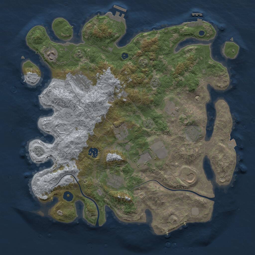 Rust Map: Procedural Map, Size: 3850, Seed: 40625140, 16 Monuments