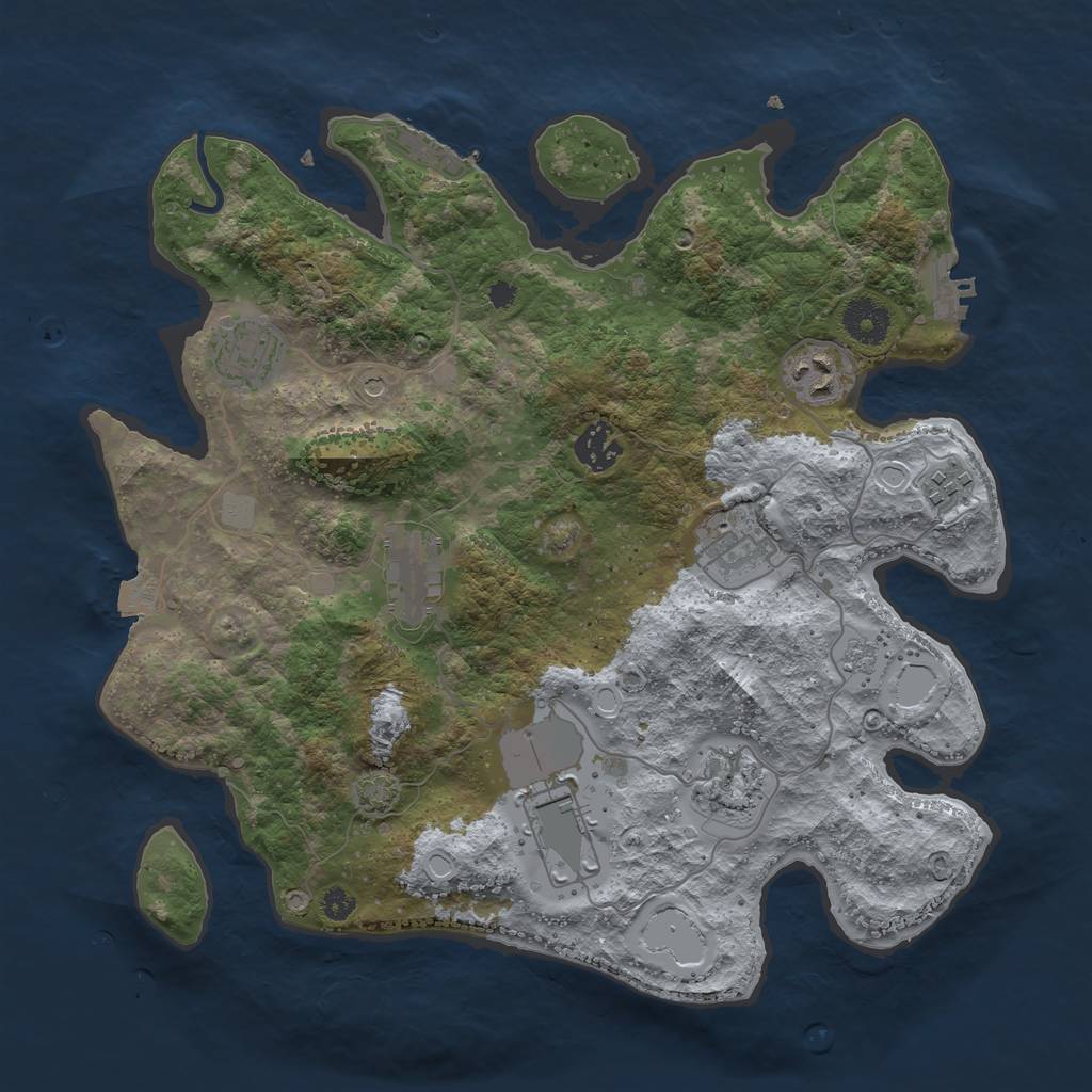 Rust Map: Procedural Map, Size: 3500, Seed: 41208460, 16 Monuments