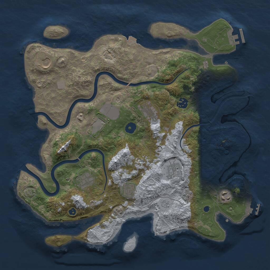 Rust Map: Procedural Map, Size: 3750, Seed: 63019049, 15 Monuments