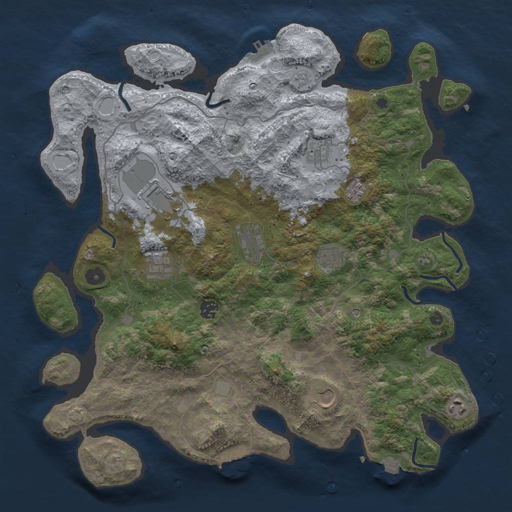 Rust Map: Procedural Map, Size: 4100, Seed: 76205049, 17 Monuments