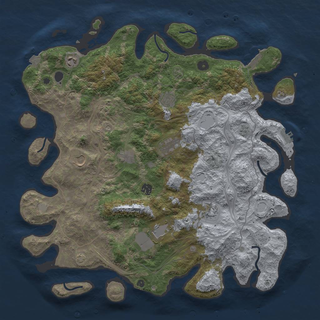 Rust Map: Procedural Map, Size: 4400, Seed: 63339841, 17 Monuments