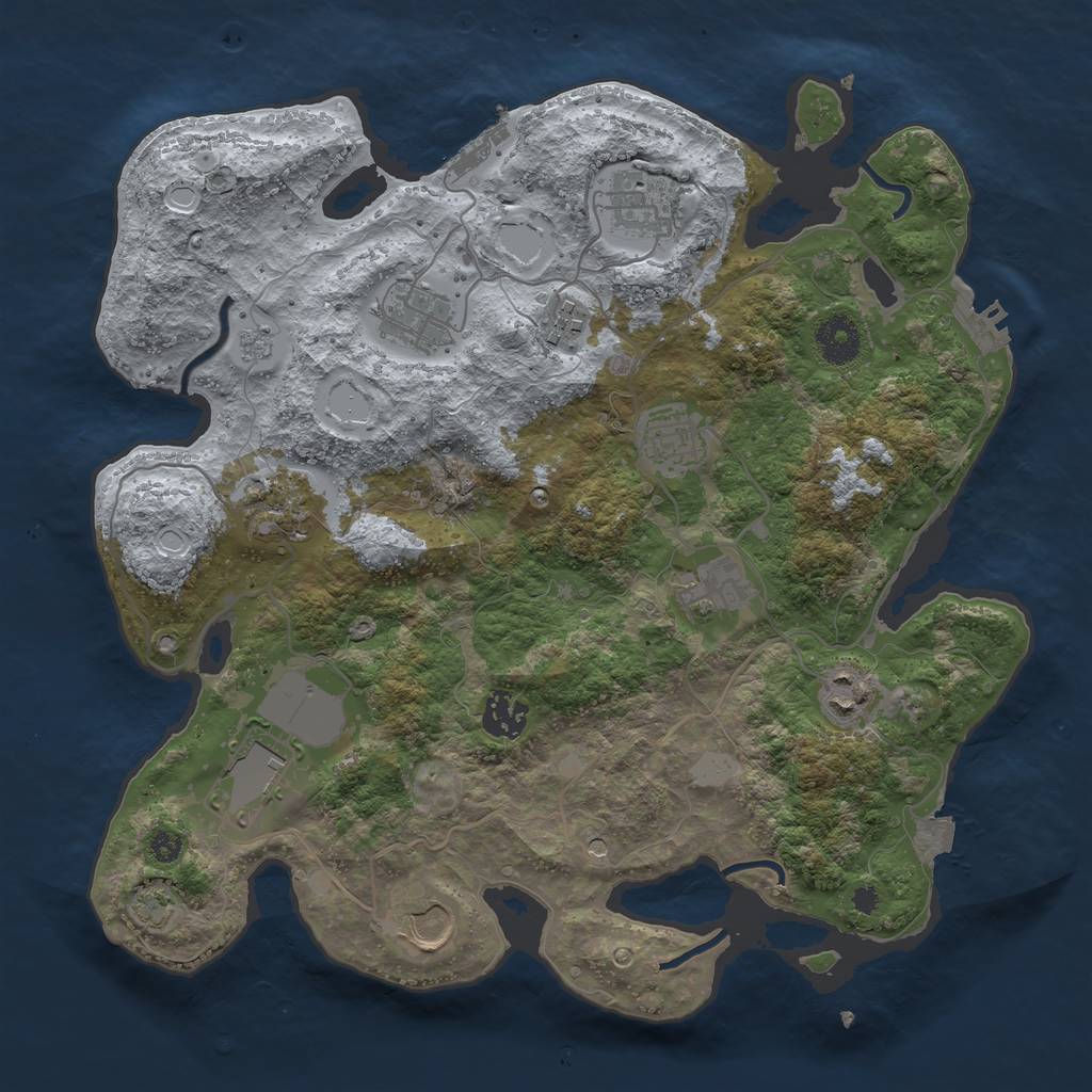 Rust Map: Procedural Map, Size: 3500, Seed: 872183666, 18 Monuments