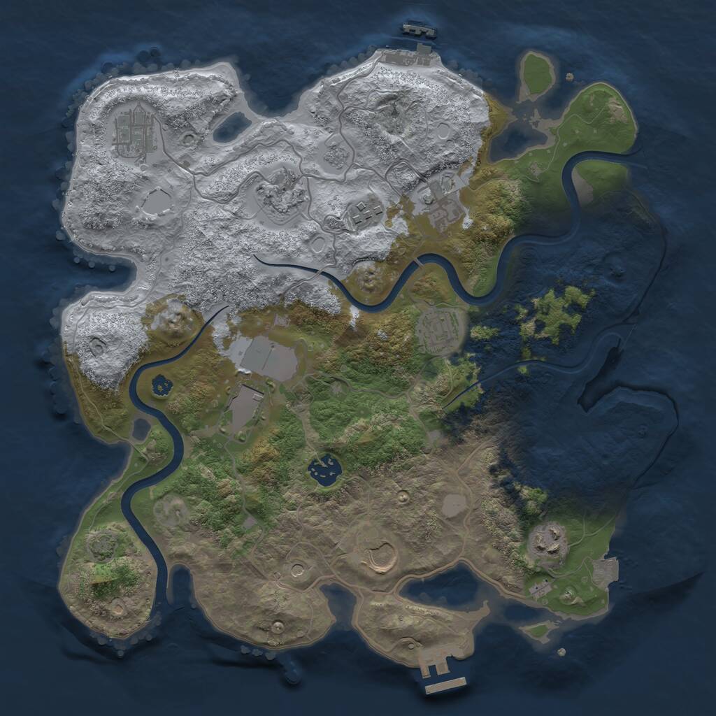 Rust Map: Procedural Map, Size: 3500, Seed: 872183666, 15 Monuments