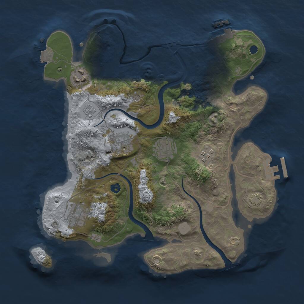 Rust Map: Procedural Map, Size: 3000, Seed: 22235, 11 Monuments