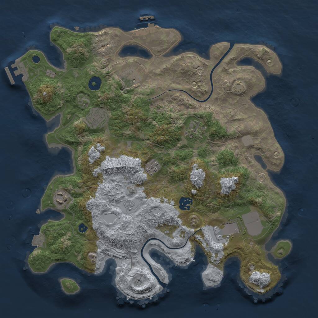 Rust Map: Procedural Map, Size: 3500, Seed: 722957975, 13 Monuments