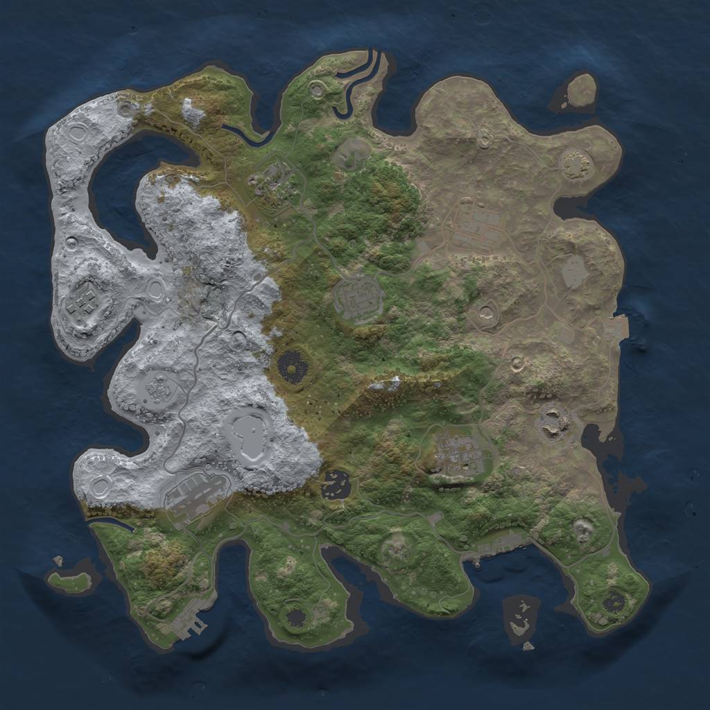 Rust Map: Procedural Map, Size: 3400, Seed: 17561093, 16 Monuments