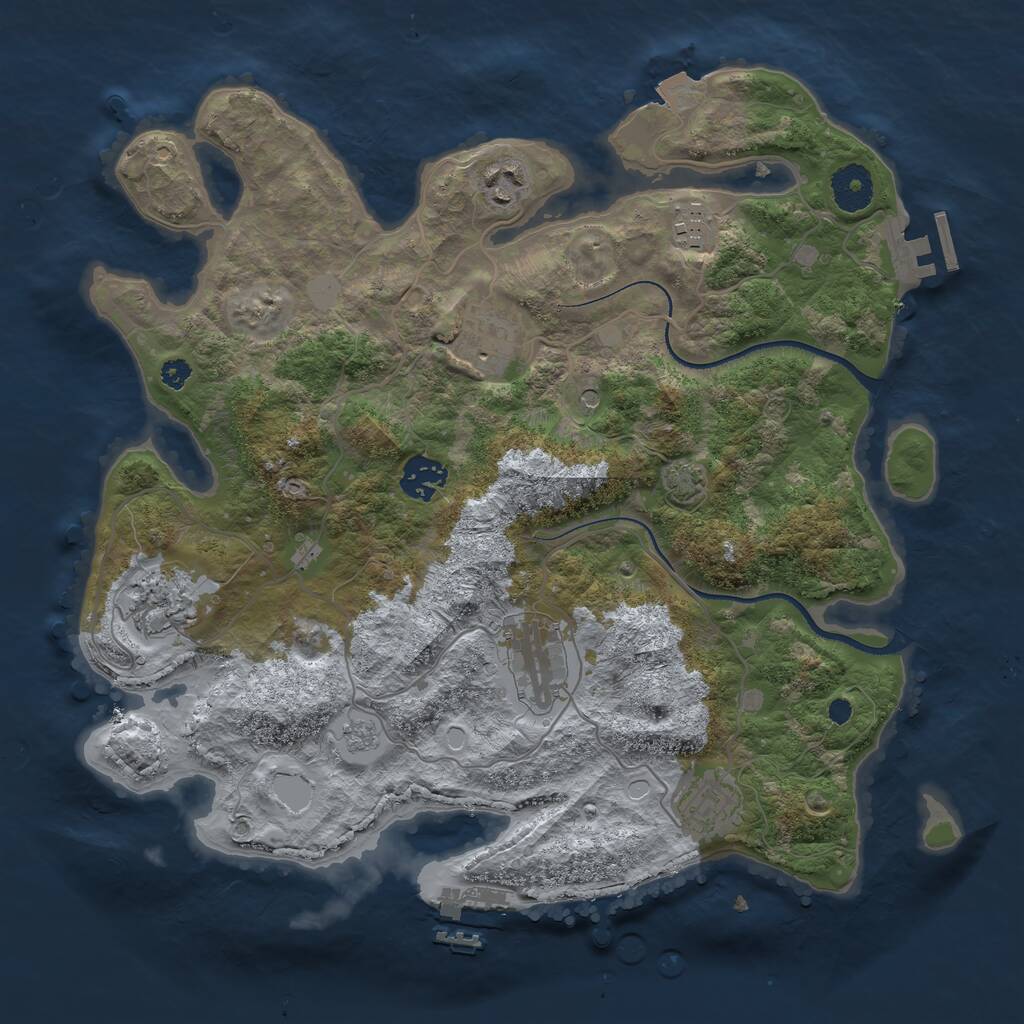 Rust Map: Procedural Map, Size: 3450, Seed: 3377951, 13 Monuments