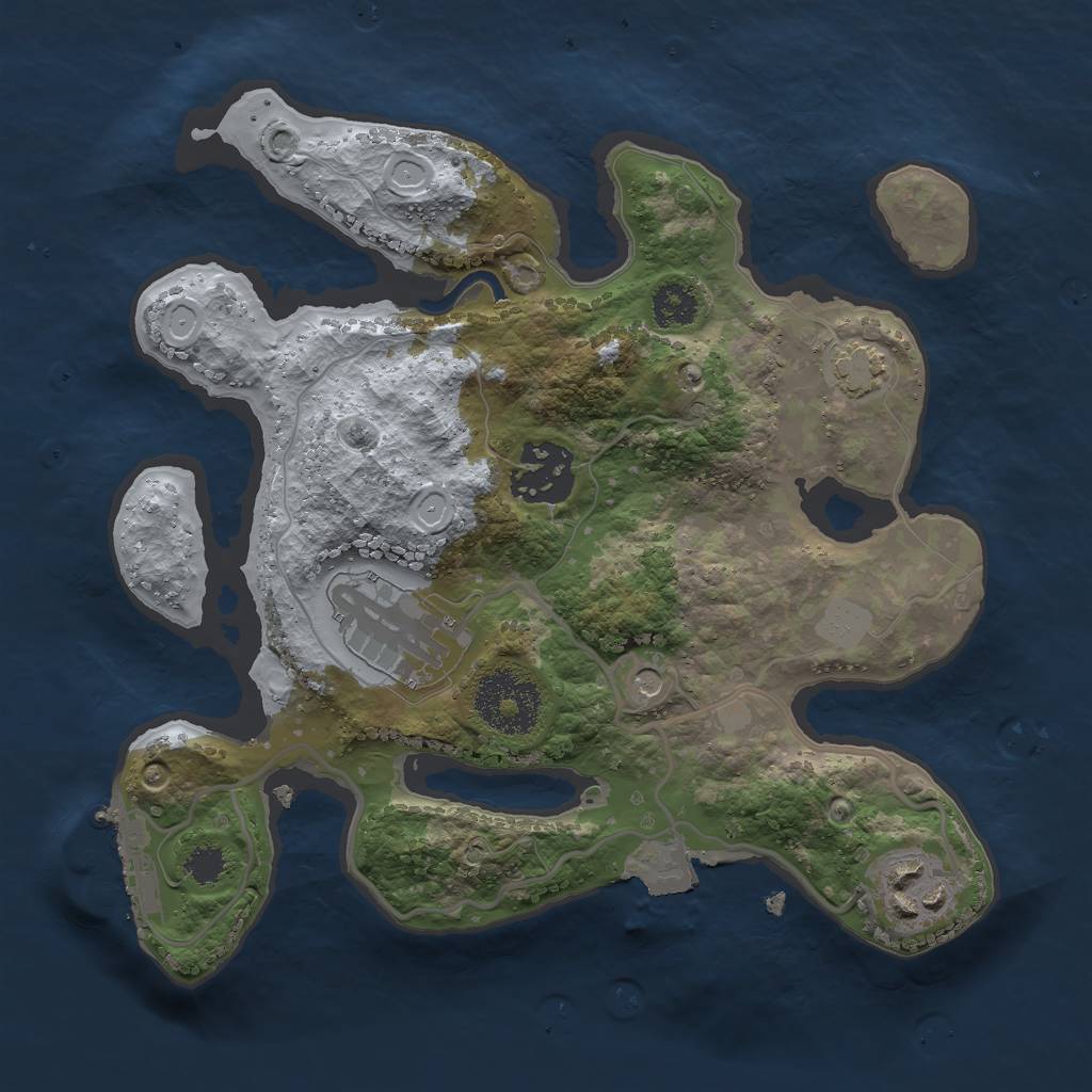 Rust Map: Procedural Map, Size: 2500, Seed: 440613411, 9 Monuments
