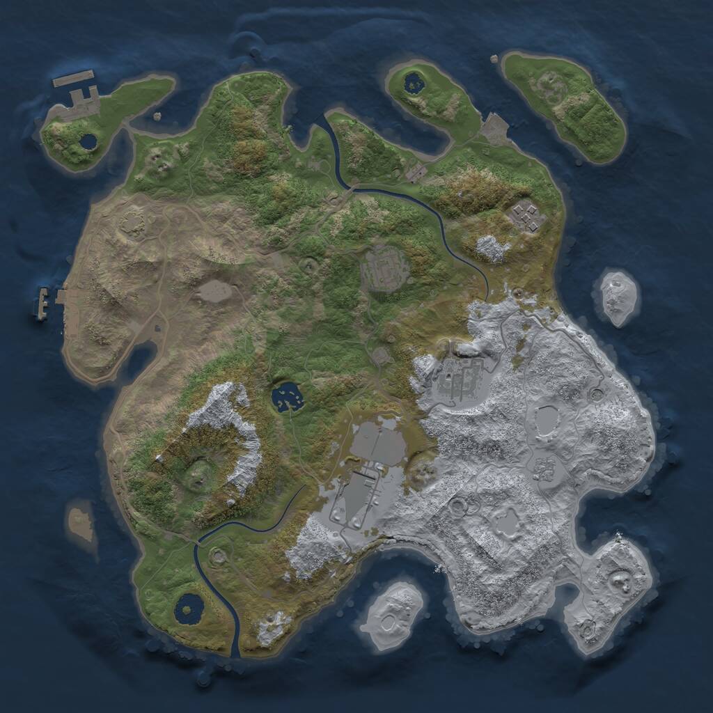 Rust Map: Procedural Map, Size: 3500, Seed: 521221305, 11 Monuments