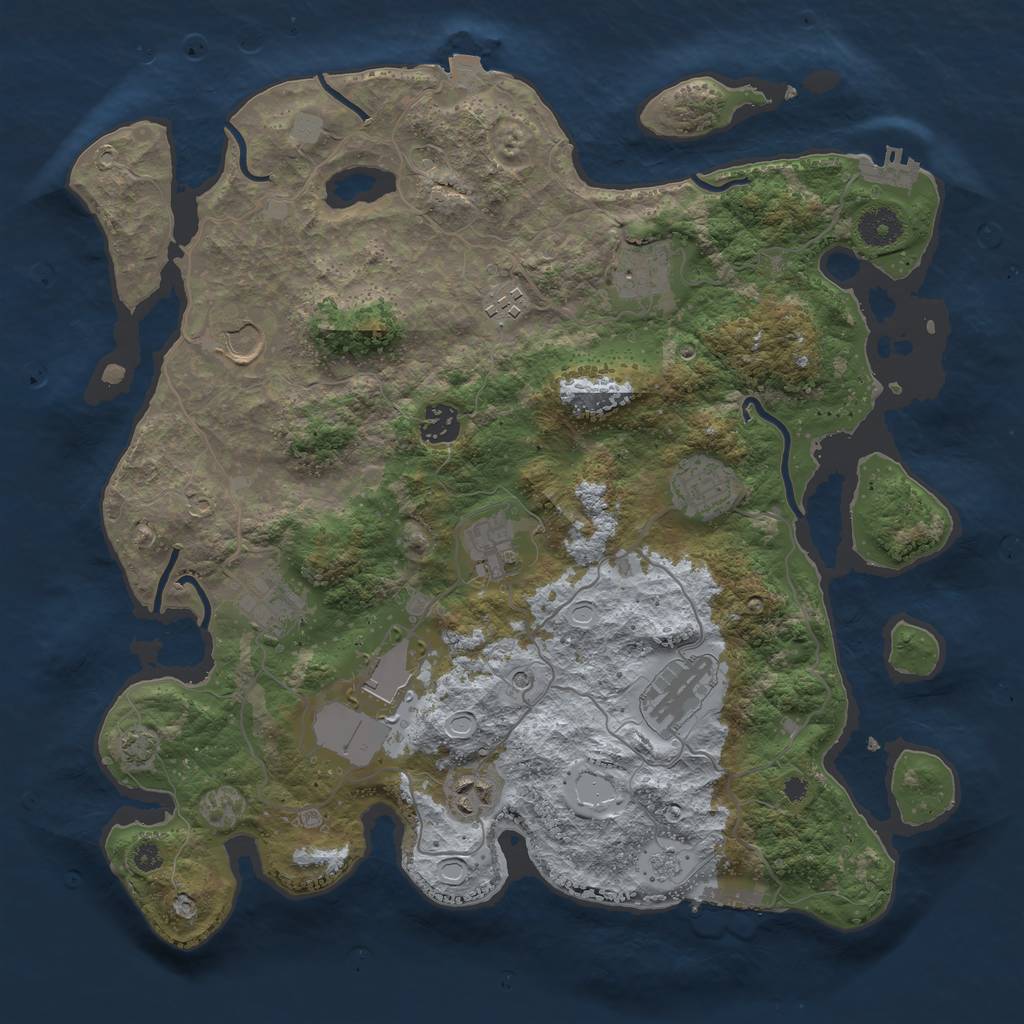 Rust Map: Procedural Map, Size: 3750, Seed: 1234686617, 18 Monuments