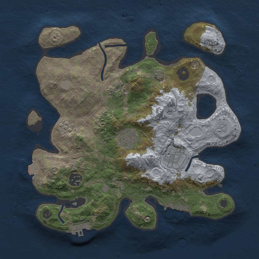 Rust Map: Procedural Map, Size: 3000, Seed: 119654041, 13 Monuments