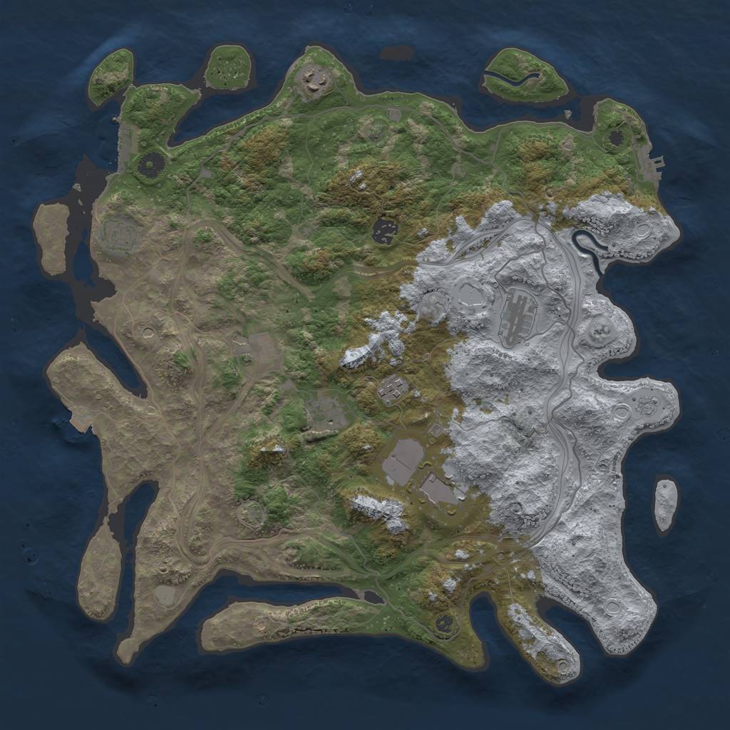 Rust Map: Procedural Map, Size: 4250, Seed: 176163172, 16 Monuments