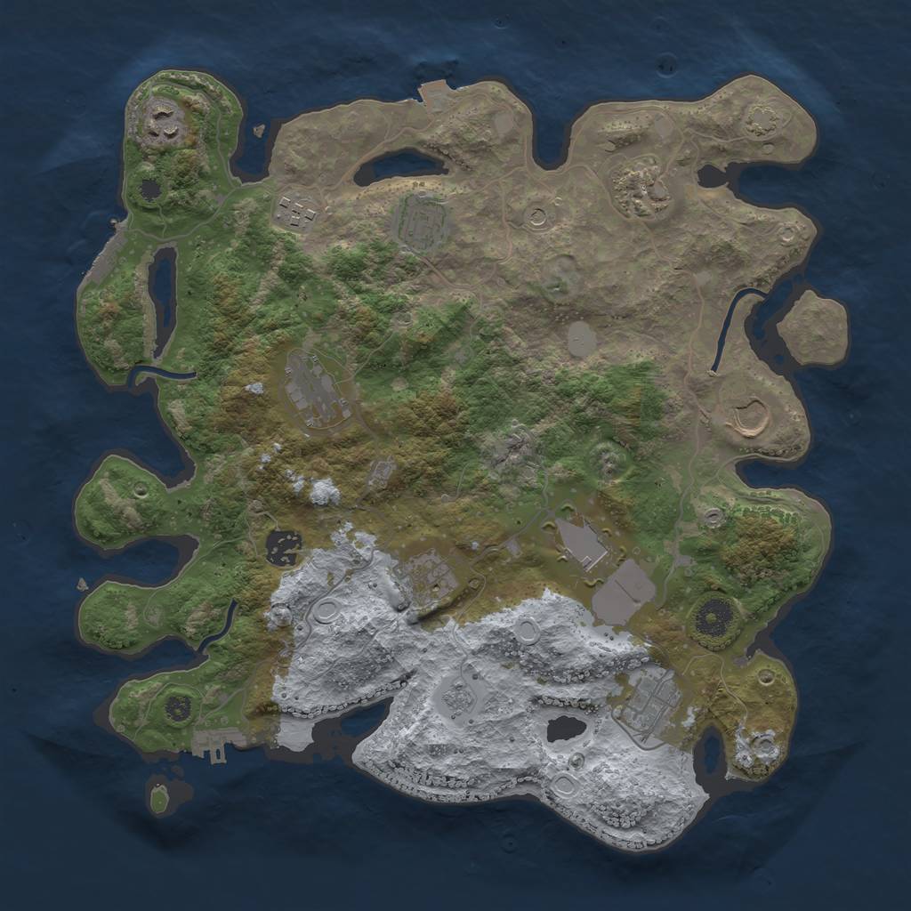 Rust Map: Procedural Map, Size: 3650, Seed: 58579094, 18 Monuments